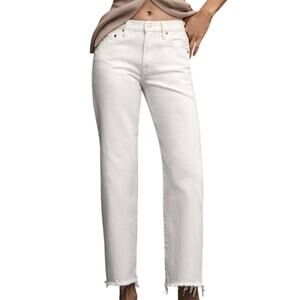 Pistola Women's Lexi Denim Jeans Straight Leg Raw Hem High Rise White Size 26